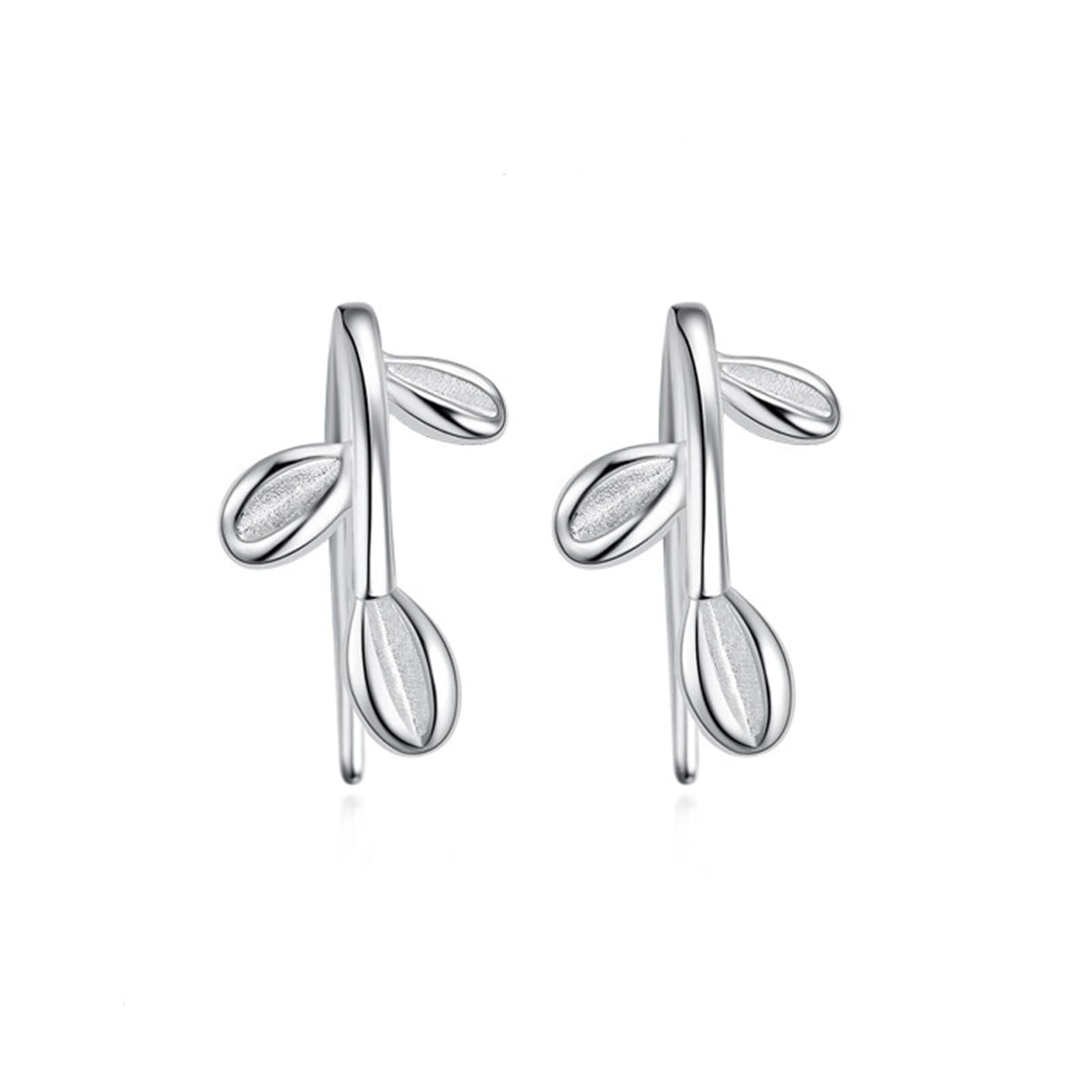 H'Helen Pendientes de Plata de Ley S925 con pequeñas hojas delicadas para mujer niña hombre ligeros hipoalergénico-H'HELEN