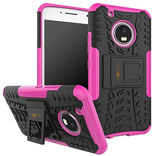 Image of Heartly Back Case Cover Compatible with Motorola Moto G5 - Kickstand Rugged Shockproof Tough Hybrid Armor Dual Layer Bumper - Cute Pink