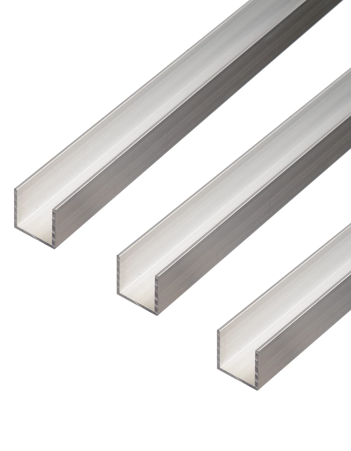 Alberts 498481 Lot de 3 profilés en U, aluminium, naturel, 1000 x 20 x 20 mm
