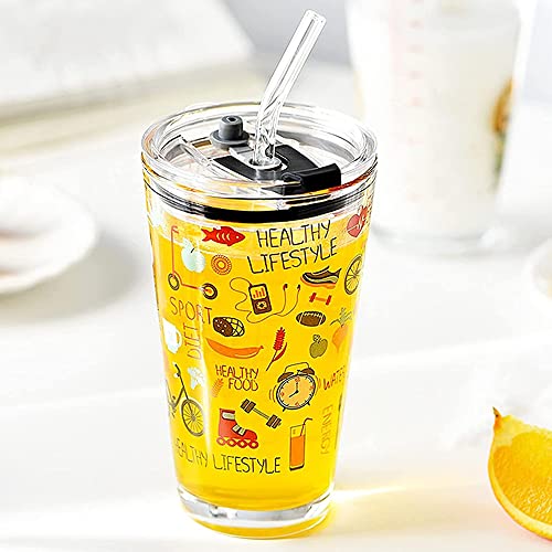 Vasos de Cristal, Tazas de Beber con Tapa, Vaso Leche con Tapa Niños, Transparente con Taza de Leche Resistente al Calor… - Imagen 7