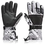 HATTERTOP Skihandschuhe Herren Wasserdicht -3M Thinsulate Schneehandschuhe Wasserdicht - Extrem kaltes Wetter Snowboardhandschuhe, Erwachsene Winter Warme Touchscreen Schneemobilhandschuhe (L)