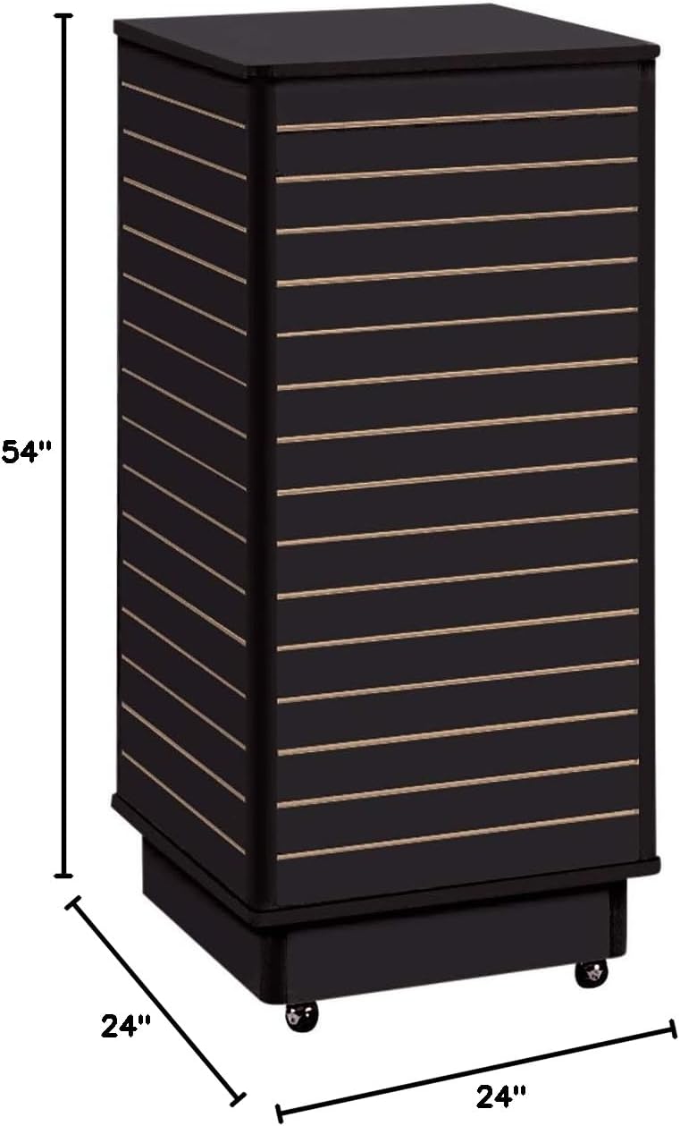 SSWBasics Black Slat Wall Tower - Rolling (Wheels Included) - 24"L x 24"W x 54"H