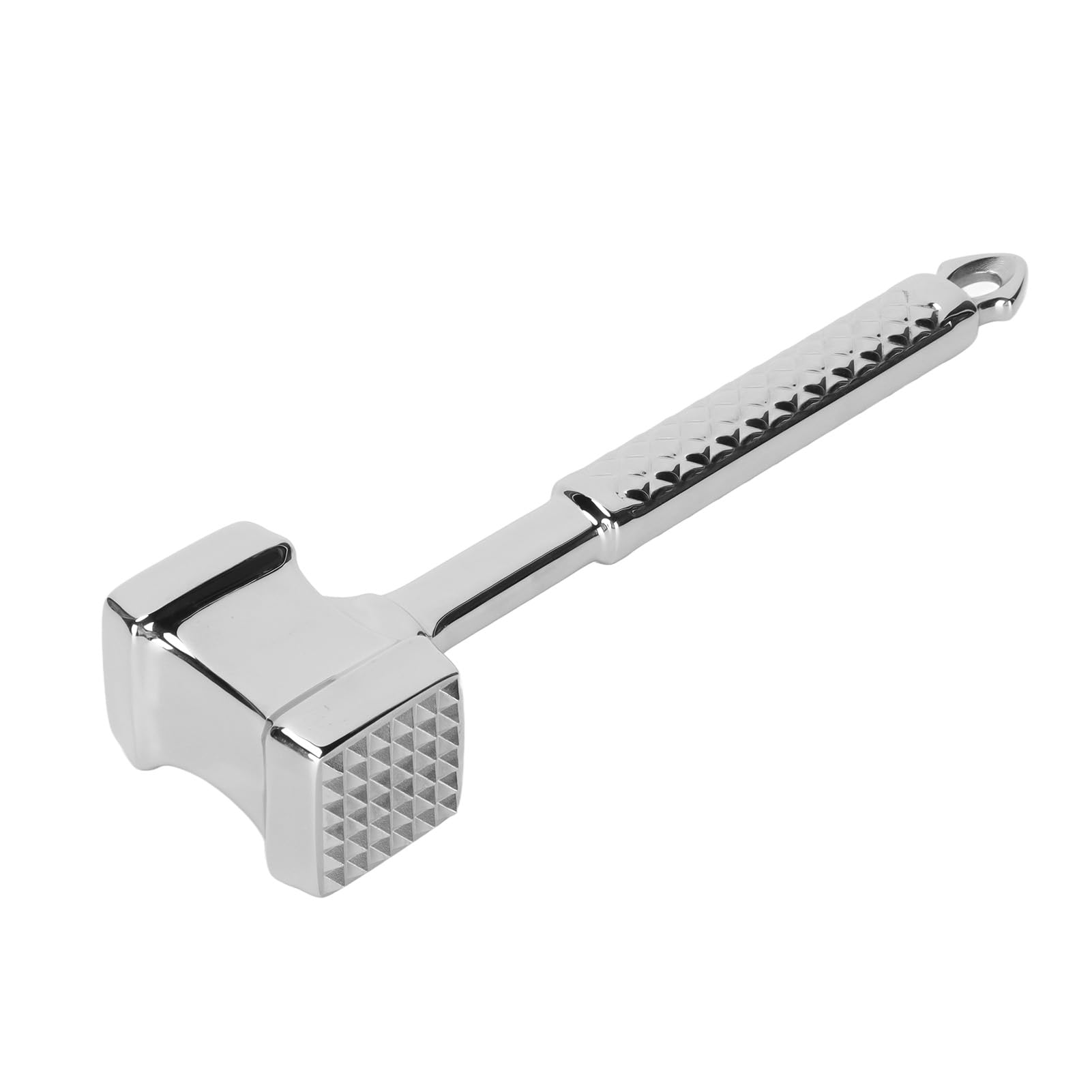 Steakhammer aus Edelstahl, Fleischklopfer mit 36 strukturierten Noppen und glatter Abflachungsseite, ergonomischer Griff – Fleischklopfen aus Edelstahl für den Küchengebrauch