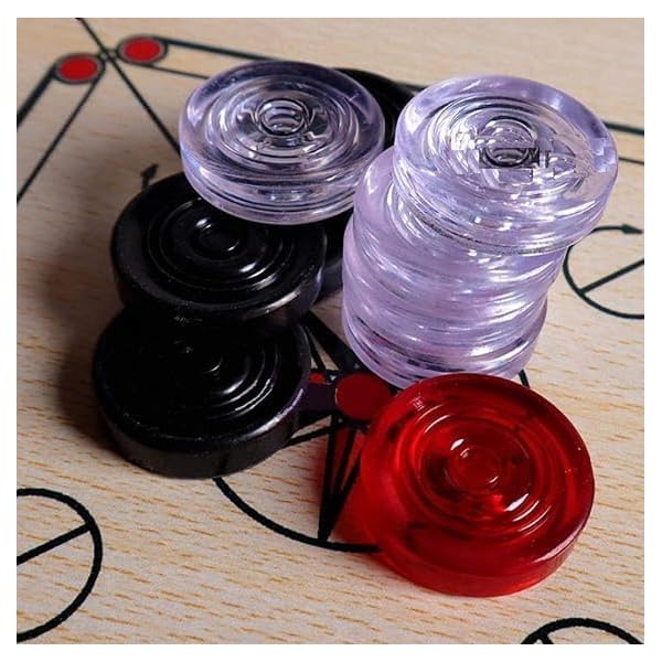 Carrom Board Coins + 1 Striker Plastic Crystal and Wooden (Acrylic) - Image 3