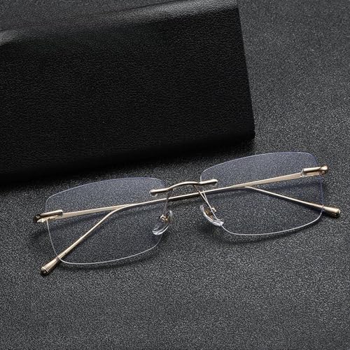Image of Frameless Glasses Ultralight Rimless Stylish Men Women Versatile Eye Glasses Gold (71099133LRDES)