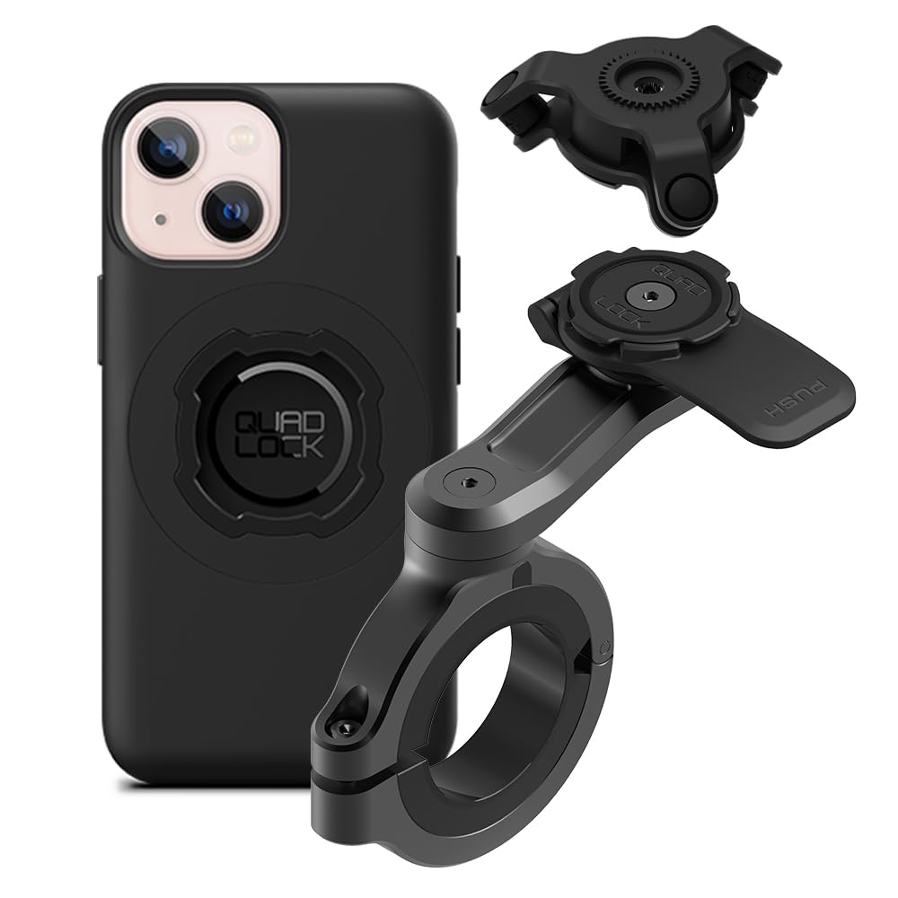 Quad Lock Motorcycle Handlebar Phone Mount PRO - Large with Vibration Dampener and MAG Phone Case for iPhone 13 Mini