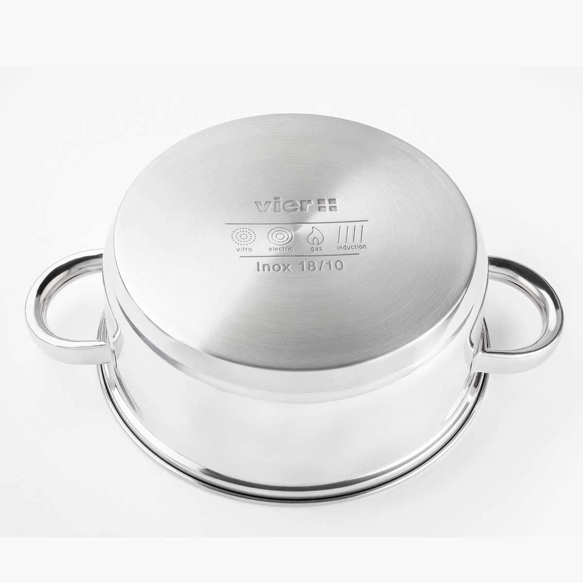 Vier CI30 Casseruola Diametro 30 cm, in Acciaio Inox 18/10, Induzione