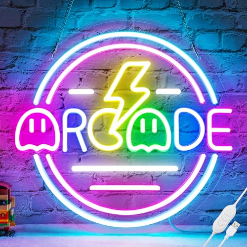 Basaneon Gamer Neon Sign for Gamer Room Decor, Dimmable Arcade Neon Signs for Wall Decor, USB Powered Bright LED Neon Gaming Signs for Boys Room, Best Gamer Gifts for Teenage Boys, Kids(13.3”x13.3”)