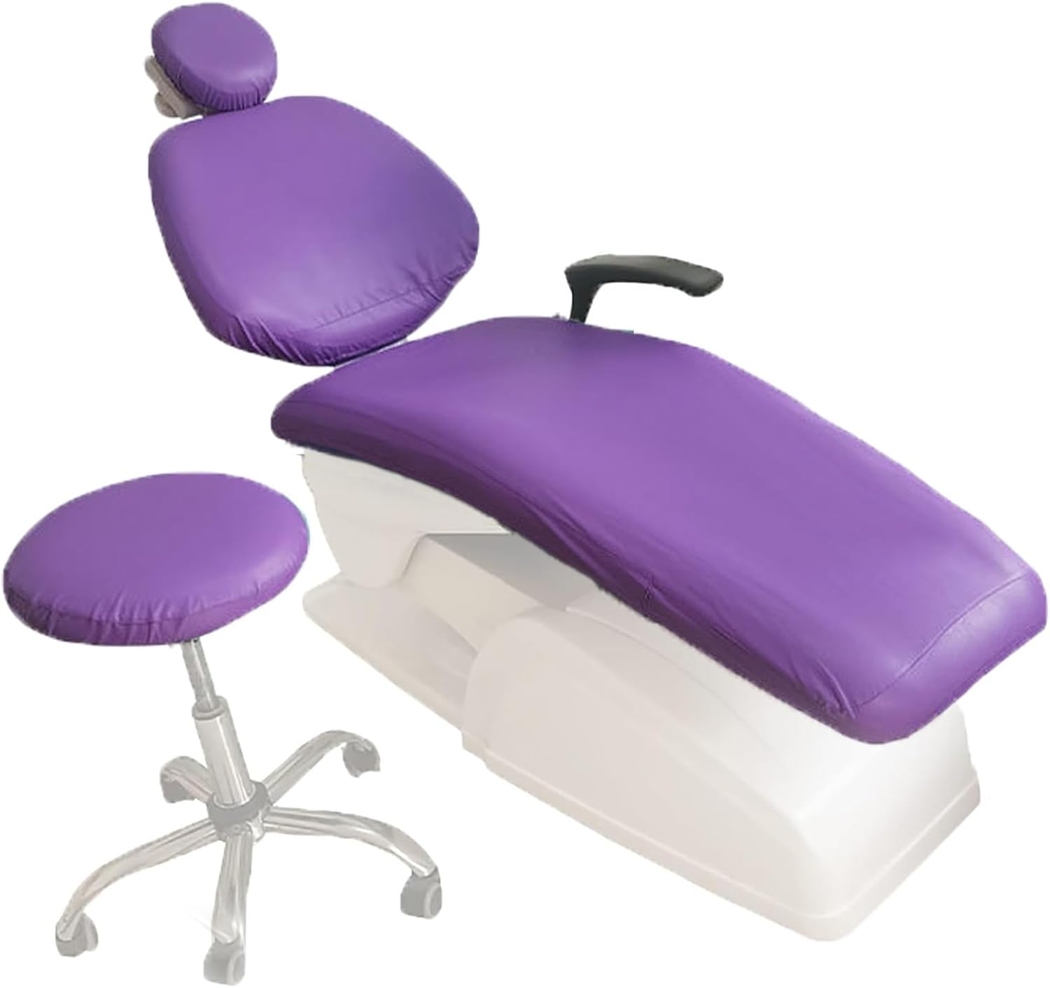 TANGHULU 4Pcs/Set Dental Chair Covers, Waterproof PU Leather Protective Dental Full Chair Covers Elastic Stylish Dental Chair Seat Cover, Headrest Backrest Protector for Dentist Equipment(Purple)