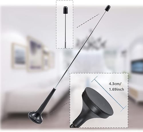 Miniatura 10 de Antena DVB-T HDTV para Smart TV - Antena digital interior de 5dBi con base magnética, conector macho, VHF UHF Mini, cable coaxial RG174 de 4.9