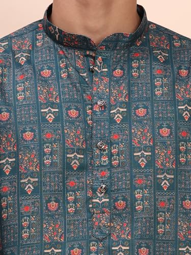 Image of Pro-Ethic Style Developer Men's Cotton Printed Kurta Pajama Set Traditional Outfit | Mandarin Collar (E-129)