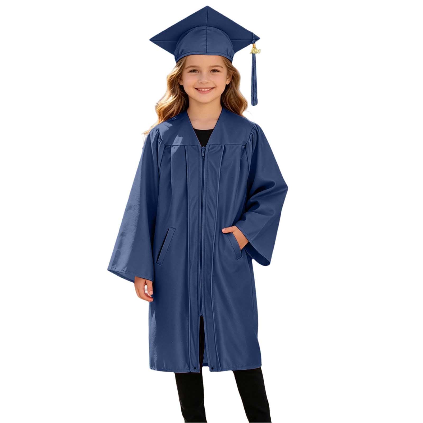 Kids Graduation Gown Cap and Tassel Set Unisex Childrens Kindergarten Preschool Graduation Outfit Boys and Girls Fancy Dress School Ceremonies Party Stage Performance Clothes for (Navy, 10-12 Years)