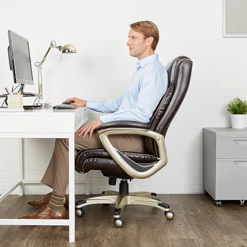 Amazon Basics Big & Tall Executive Office Desk Chair with Lumbar Support, Adjustable Height, 350 Lb Capacity, Black Pewter Finish, 28.5" D x 30.25" W x 47.9" H - Image 3