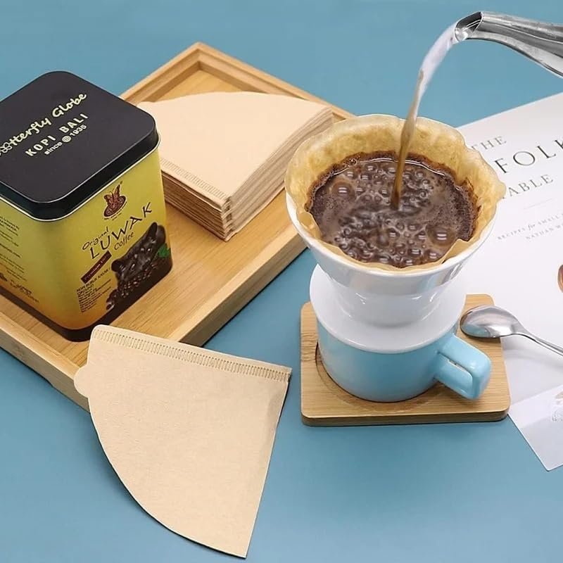 100 filtri carta caffè a V V01 V02 per moka ed espresso | Carta polpa legno naturale filtra sedimenti amari, regala gusto più pulito e morbido per il caffè quotidiano(V01,100pcs)
