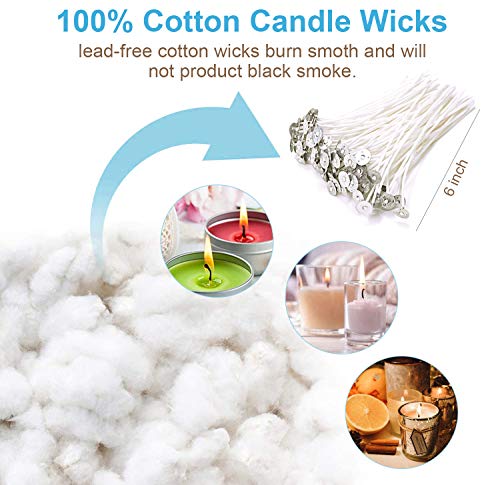 Dingpai 100Pcs Cotton Candle Wicks, 6 Inches Low Smoke Pre-Waxed Candle Wicks For Candle Making, Candle Diy #TOP1