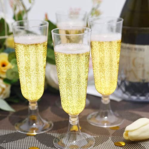 Angoily 24Pcs Plástico Flautas de Champanhe Descartáveis ​​Tostaram Copos de Tostaras de Champanhe C