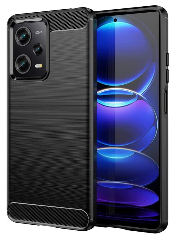 Image of NPRC Hybrid Ultra Slim Protective Case TPU Non-Slip Carbon Fiber Texture Shockproof Case Cover for Redmi Note 12 Pro Plus - Black
