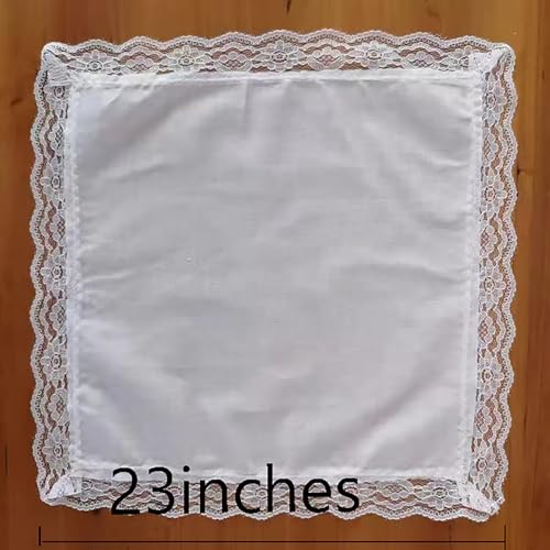 4pcs 24" Lap scarf lap scarves with lace trims lap handkerchief Lap covers lap skirts for women in church (black+white+blue+red)4