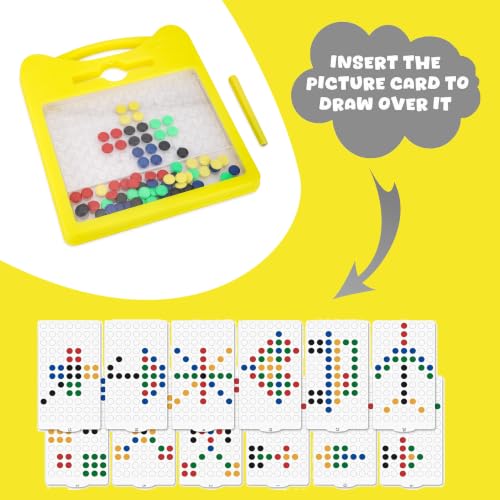 Image of Little B Magnetic Drawing Board for Kid Magnetic Dot Art Game for Toddlers Best Indoor Game for Kids Best Toy for Kids. (Yellow)