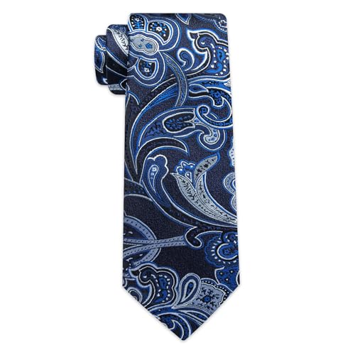 Image of YourTies Silk Paisley Floral Tie and Pocket Square Cufflinks with Lapel Pin Sets for Men 5PC Wedding Party