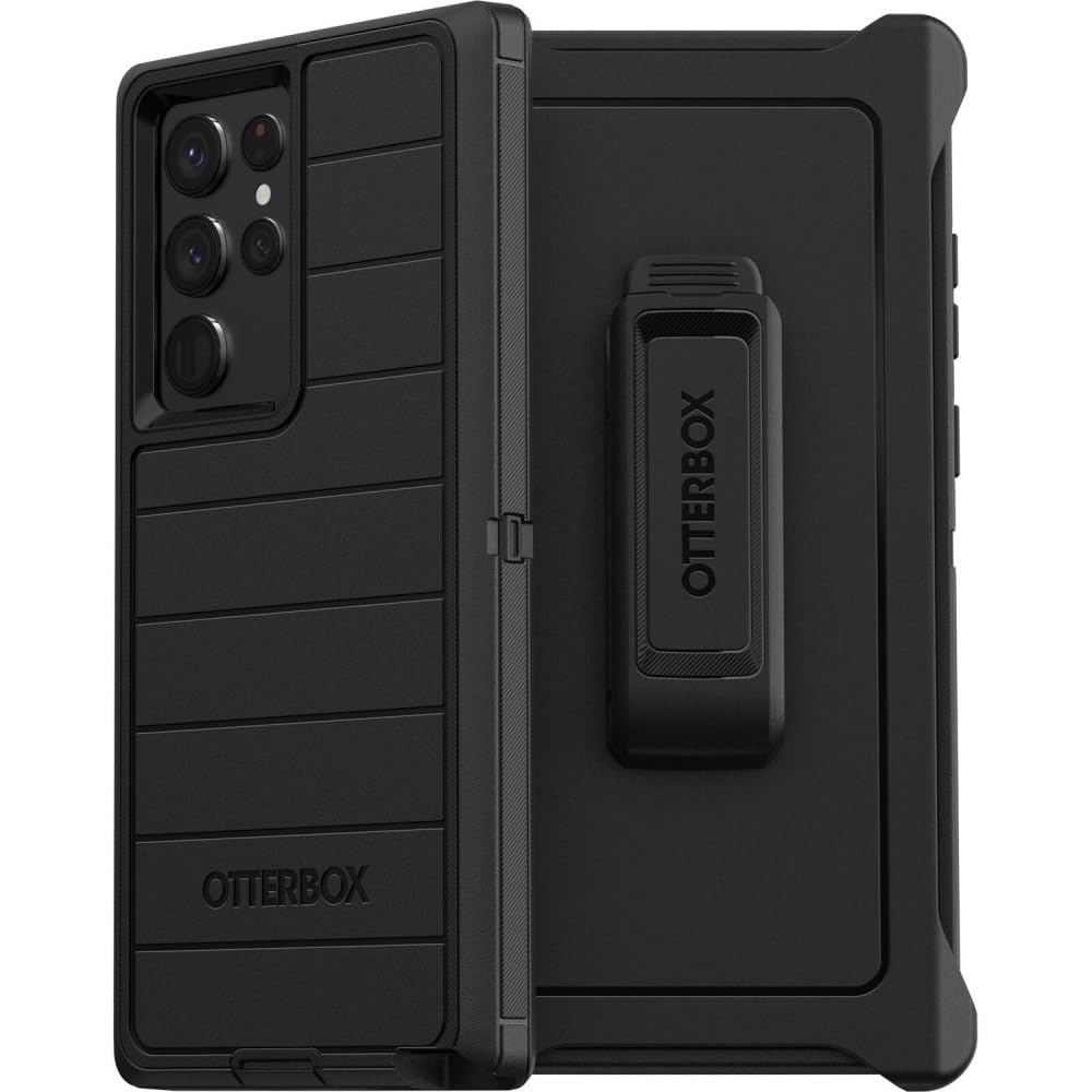 OtterBox Defender Pro Case & Belt Clip/Stand for Samsung Galaxy S22 Ultra (NOT S22 or Plus or Other Models) (Black)
