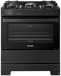 Fogão Esmaltec Ideal Top Glass 5 Bocas T5vap 5126 Acendimento Automático Preto Bivolt