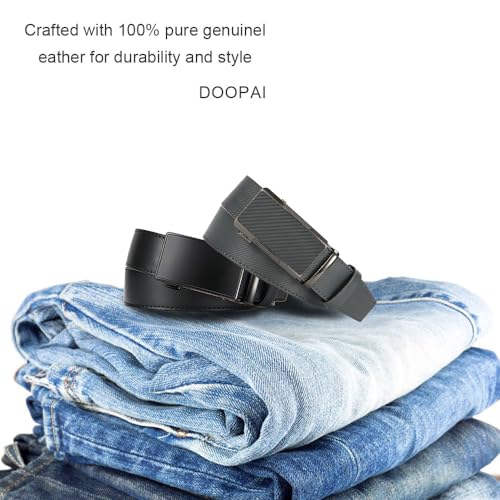 Image of Men's Ratchet Leather Belt Set - 2 Pack Sliding Belt Adjustable For Gift Mens Dress Casual 1 3 /8 inch,Cut for Fit