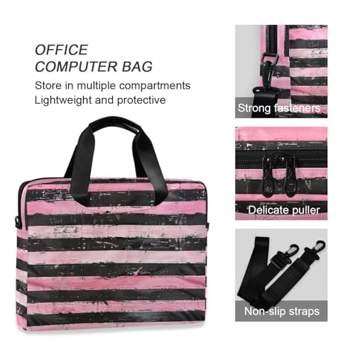 Funda para portátil 15.6 pulg negro y rosa con asa y correa miniatura 6