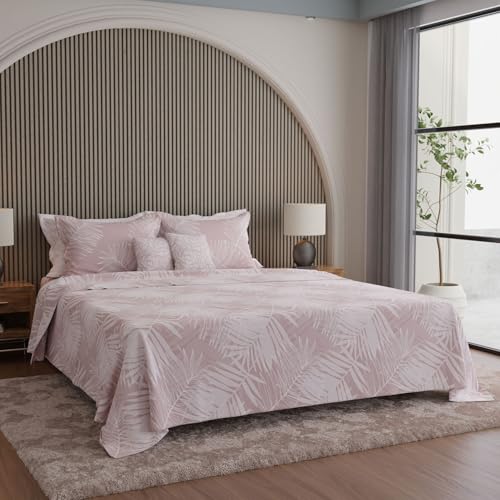 Image of BOUTIQUE LIVING Luxe Loom Weavers Gallore 100% Cotton 600 TC Pink Printed King Bedsheet Set