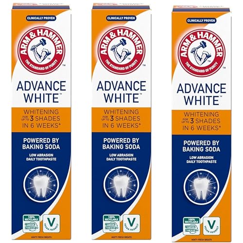 3 Pack Bundle - Arm and Hammer Advance White Toothpaste (3X 75ml) - Packaging May Vary. A Hadco Bundle with A Hadco Bamboo Toothbrush Or Toothbrush Travel Case Included.