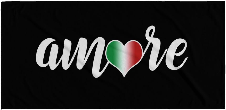 Large Microfiber Beach Towel - Unique Italy Amore Design - Soft Absorbent Sand Free Quick Dry - Great for Swim, Pool, Blanket, Camping