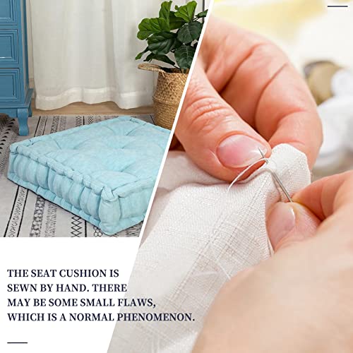 Higogogo Floor Cushion Pouf, Square Floor Pillow Seating Chenille Meditation Cushion, Thick Tufted Pillows For Living Room Yoga Bedroom Sofa, Sky Blue, 20"X20"X5.5" #TOP4