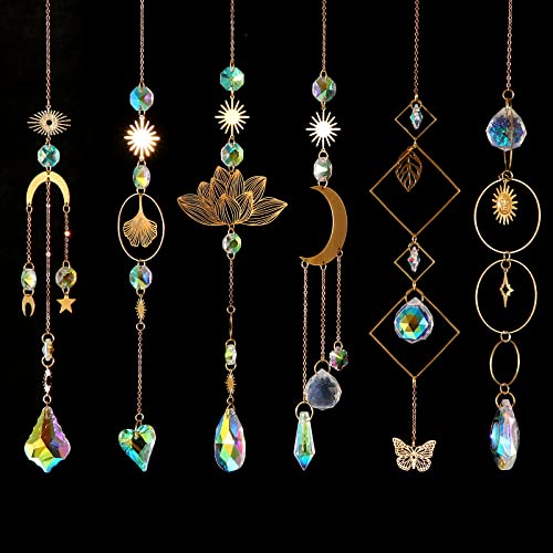 image for Worgree 6Pieces Colorful Crystals Suncatcher Hanging for Window Crysta