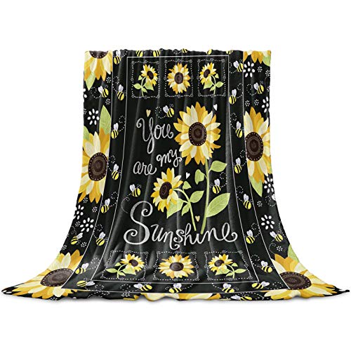 Edwiinsa You are My Sunshine Couverture Polaire légère et Super Douce Motif tournesols et Abeilles en Peluche Chaude et Confortable Toutes Saisons 40'' by 50'' Sunshineeda2846 Cover