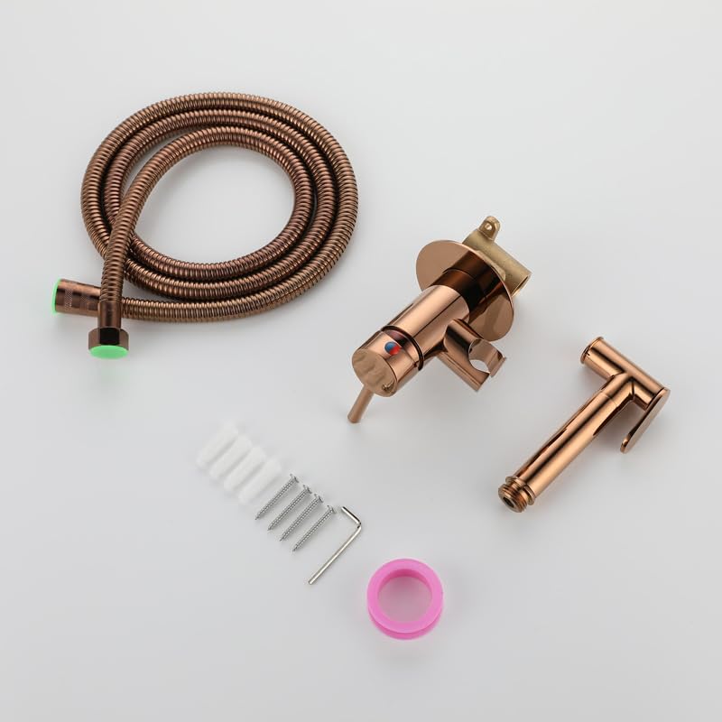 Duchas Higienicas Para Wc Grifo Wc Higienico Agua Fria Y Caliente Manguera Bidet Manija Única Todo Cobre oro Rosa redondo