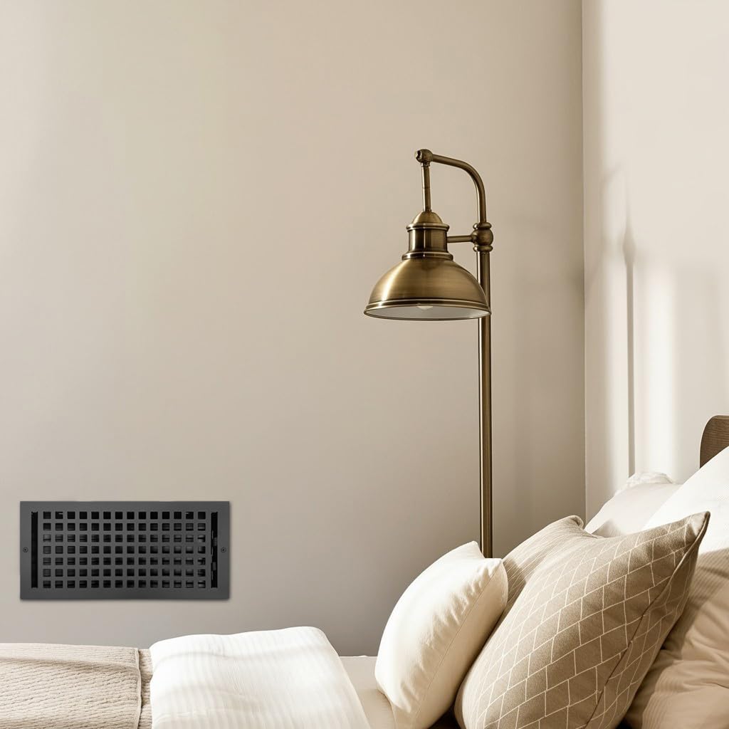 Empire Register Co, Ceiling & Wall Vent Cover - 6x14 inch, Square Design, Textured Black Finish, Metal Damper Attached, Measure Wall Hole Dimensions (not for Floor use) image 5