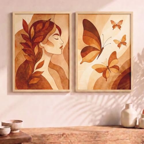 Image of YANVEER Set of 2 Butterfly Framed Wall Painting for Living Room | Modern Aesthetic Butterfly Wall Art Frames | Nature Inspired Wall Decor for Bedroom, Hall & Office(10X13 inch)