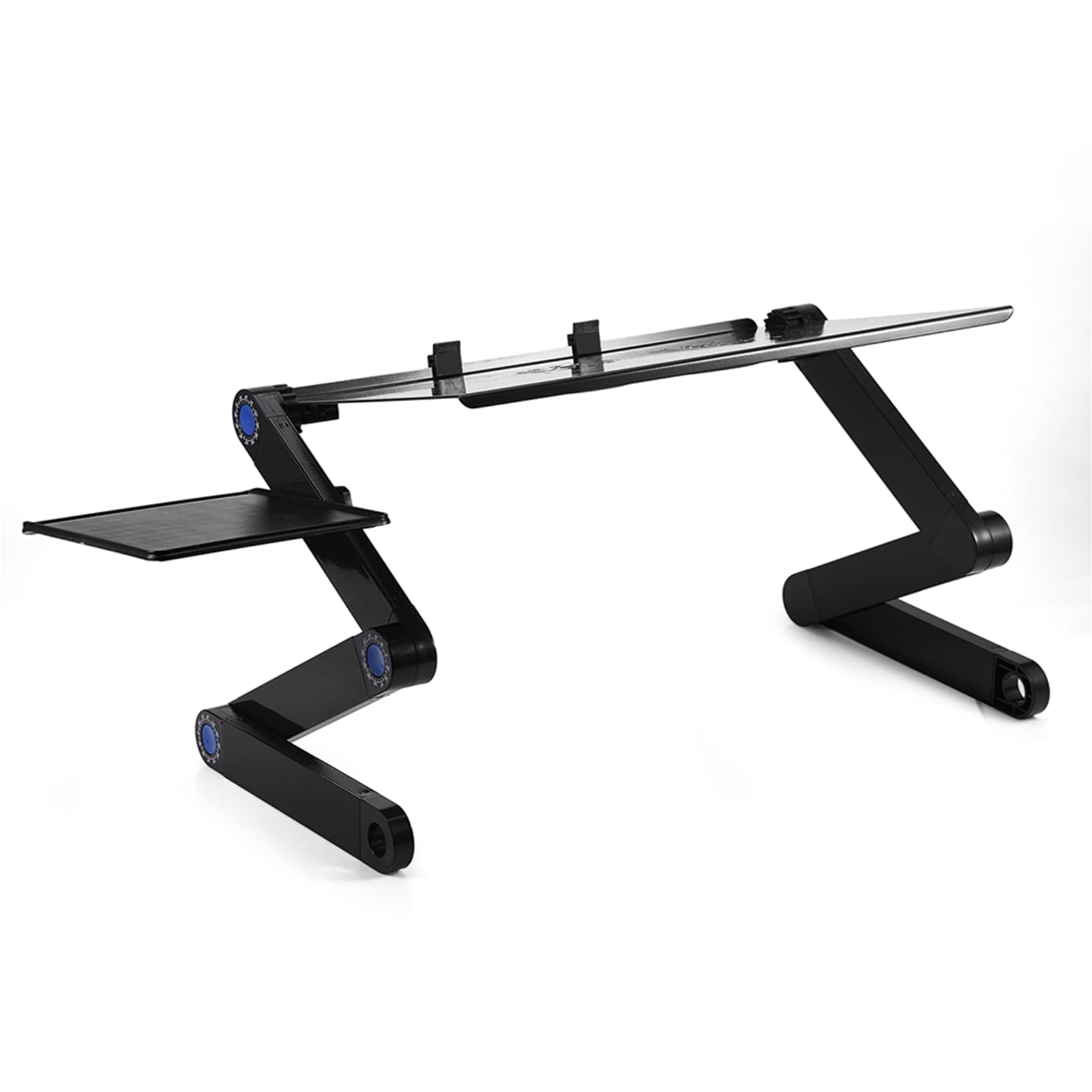 lyrlody Supporto per Laptop Scrivania per Laptop Regolabile Tavolo Pieghevole in Lega di Alluminio con Gambe Girevoli a 360 Gradi Doppie Ventole di Raffreddamento Vassoio per Mouse per Divano Letto