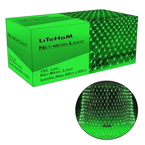 Image of Led Net Mesh String Lights - Diwali Lights, Led Lights for Home Decoration 9.8Ft X 6.6Ft 192 LEDs 8 Modes (Green Net Mesh)