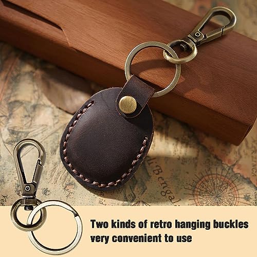 Genuine Leather AirTag Keyring Holder for Apple AirTags. Anti-Lost, Anti-Scratch Secure Key Ring Case for Key Pet Collar, Bag - Image 3