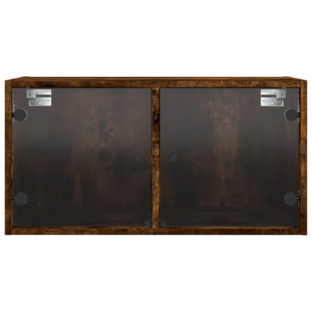 2er Set Wandschränke mit Glastüren Räuchereiche 68,5x37x35 cm Büro Schrank klein Modernes Design für Schlafzimmer Küche und Homeoffice