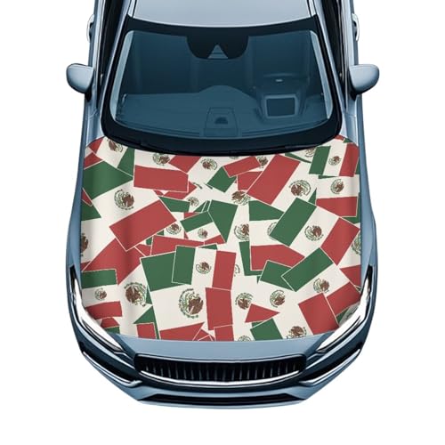Image of Mexico Print Truck Hood Wraps for Cars Hood Wrap Protector Washable Car Hook Elastic Fabrics Can be Washed Hook Wraps