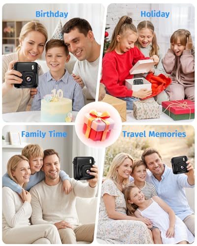 Image of Instant Camera, 1080P Kids Camera for Girls Boys Christmas Birthday Gifts, Dual-Lens Instant Print Digital Cameras for Kids Teens Toddle, 4 Rolls Print Paper, Toy for Age 4-12 Years (Black)