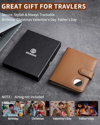 Image of Passport Holder for Travel with AirTag Holder- Leather RFID Blocking Travel accessories with 5 Cards Slot&1ID Window,Magnetic Closure,Gift Box(Air Tag Not Included)