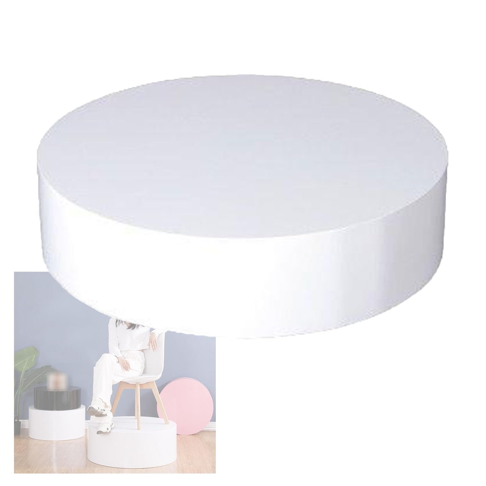 Présentoir rond blanc de 50 cm sur socle de 15 cm pour maquettes et modélisme