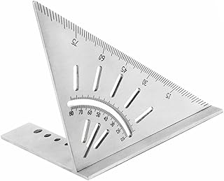 SEWOART 1pc Woodworking Scribe Angle Gauge 45/90 Degree Angle Ruler Angle Measuring Ruler Engineer Ruler Layout Wood Grain Tool Triangular Ruler T-Square 3D Multifunction Stainless Steel