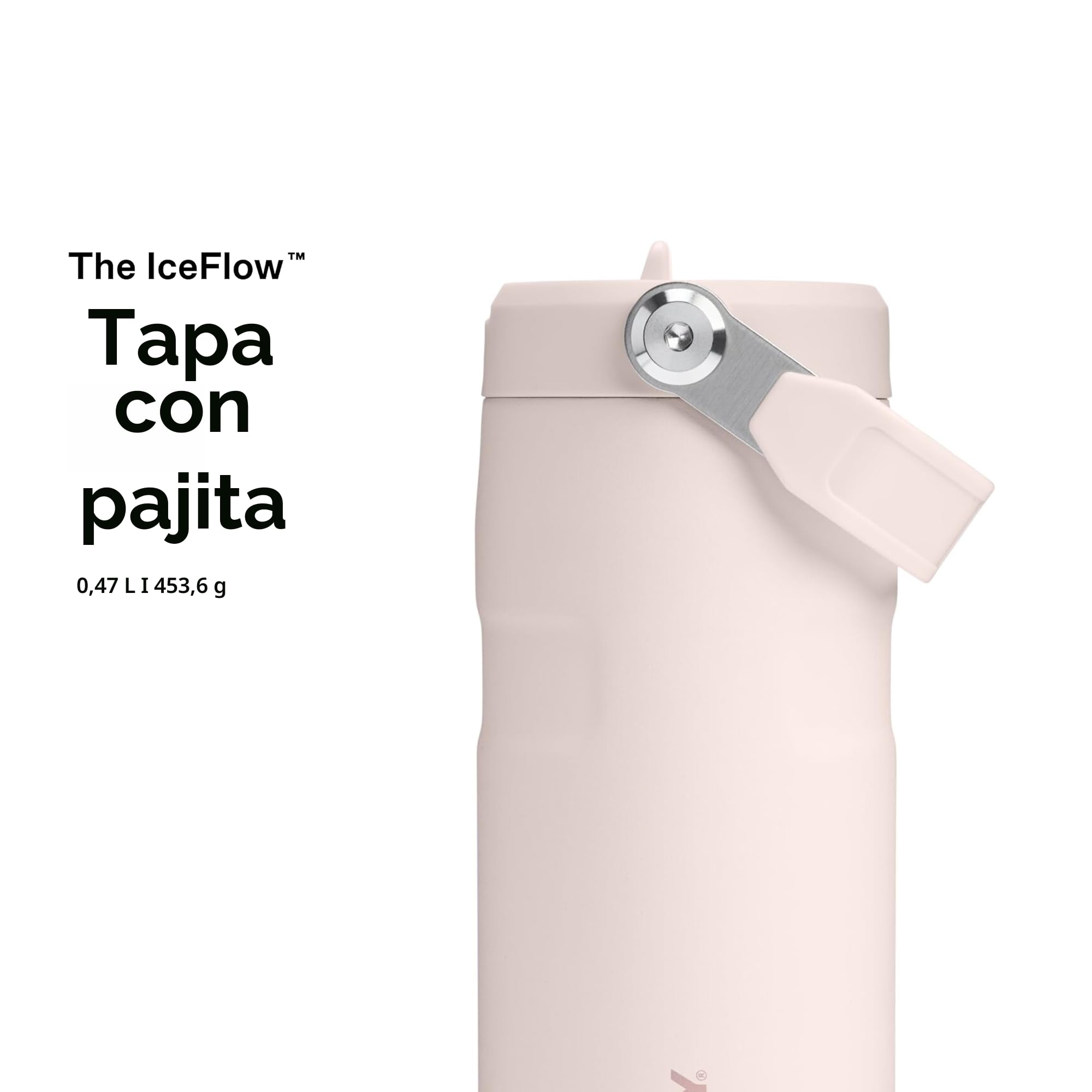 Stanley Flip Straw 2.0 Botella Agua Acero Inoxidable Con Pajita 0.47L - 8 Horas Fría - 40 Horas Helada - Acero Inoxidable - Sin BPA - Antifugas - Apta Para Lavavajillas - Rose Quartz