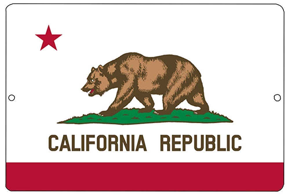 LilyanaenNew Tin Sign California State Flag Metal Tin Sign Wall Decor Man Cave Bar California Republic CA for Outdoor & Indoor 8"x12"