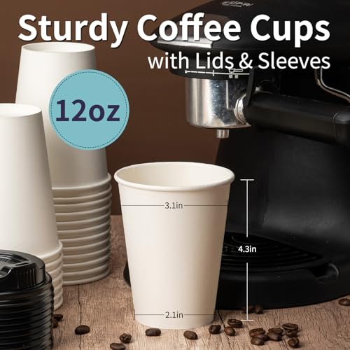YEEHAW Disposable Paper Coffee Cups with Lids - Image 2
