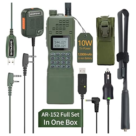 AR-152 10W Powerful Ham Radio Military Grade Long Range Two Way Radio with 12000mAh Larger Battery,Tactical Antenna,Speaker Mic and USB Charging Cable Full Kits